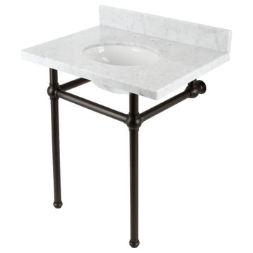 KVBH3022M85 30" Console Sink with Brass Legs (8-Inch, 3 Hole)