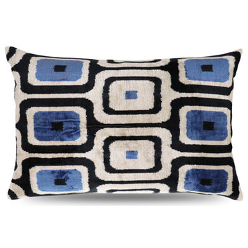 Canvello Geometric Blue Black Pillow for Couch, 16"x24"
