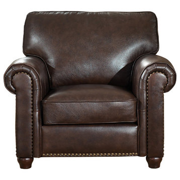 Barbara Leather Craft Chair, Dark Brown