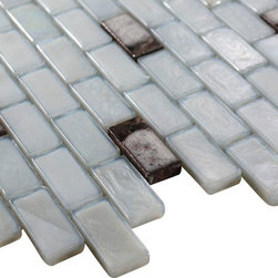 Glossy White and Brown Stone Wet Look Glass Mosaic Tiles - Home Accessories & Decor