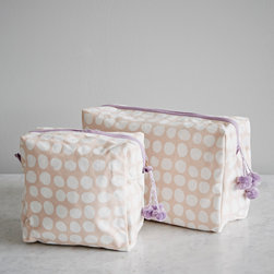 Hand Block Pink Printed Cosmetic Bags - Bathroom Accessory Sets