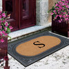 Rubber And Coir, Black/Beige  24"x39" Heavy Duty Outdoor Monogrammed Doormat, S