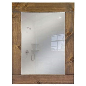 Weathered Oak Natural Rustic Style Vanity Mirror , 36"x30"