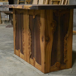 Live Edge Bar - Burly Elm and Walnut - Kitchen Islands And Kitchen Carts