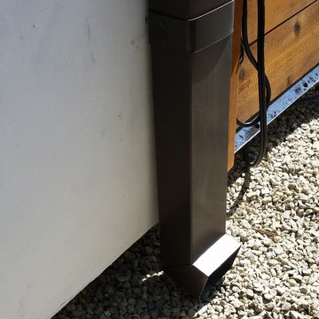 Costa Mesa, New Modern Home. Angle Face 5 inch Gutters, Smooth Downspouts.