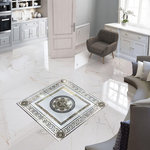 Maison De Philip - 48"x48" Center Piece Porcelain Medallion - Classic design Center Piece made from the finest Porcelain. . With white gold and grey Coloring, for a spectacular look 48"x48"