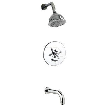 Nature Pressure Balance Tub and Shower Set With Knob Handle, Brushed Nickel