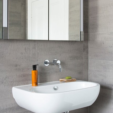 Wall Mounted Basin and Mirrored Wall Unit