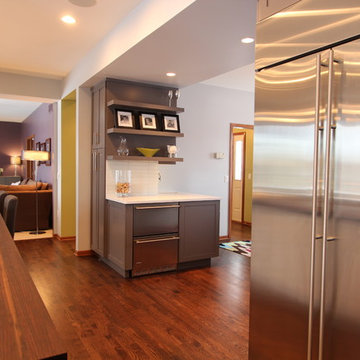 Dining Room Bar Wraps Around Bar into Kitchen