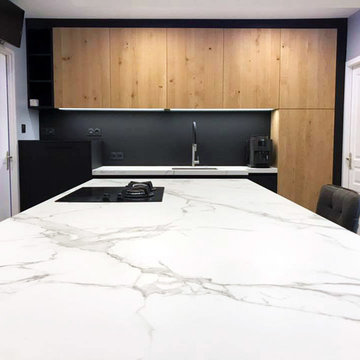 Ilot central Dekton blanc marbré