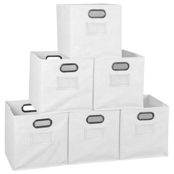 Niche Cubo Set of 6 Foldable Fabric Storage Bins- White