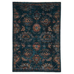 Jaipur Living - Vibe by Jaipur Living Milana Oriental Blue/Blush Area Rug, 7'10"x11'1" - Inspired by the vintage perfection of sun-bathed Turkish designs, the Myriad collection is warm and inviting with faded yet moody hues. The Milana rug boasts a perfectly distressed traditional pattern in deep tones of blue, dusty pink, and tan with ivory fringe trim for added texture and antique allure. This power-loomed rug features a plush and durable blend of polyester and polypropylene, lending the ideal accent to high-traffic spaces.