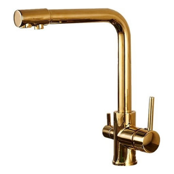 Golden Brass Purified Water Kitchen Faucet and Pure Water Filter Mixer Tap