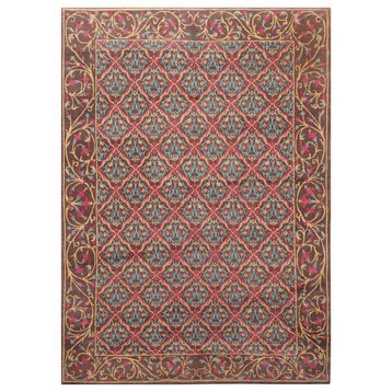 Brown Aqua Color Tibetan Rug, 6'x8'4"