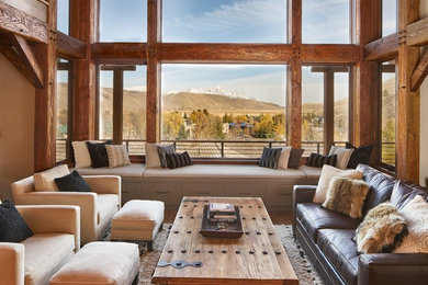 Large arts and crafts open concept family room photo in Wilmington