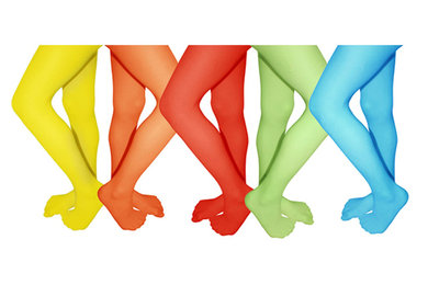 Girls Colored Tights 5 pack Red, Aqua Blue, Yellow, Orange And Lime Green Size 6