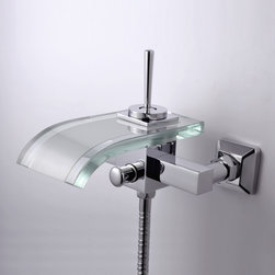 Single Handle Waterfall Wall-Mount Chrome Glass Bathtub Faucet (T0821W) - Bathtub Faucets