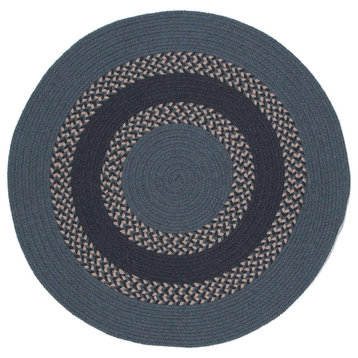 Colonial Mills Corsair Banded Round Braided Rug, Blue, 7x7