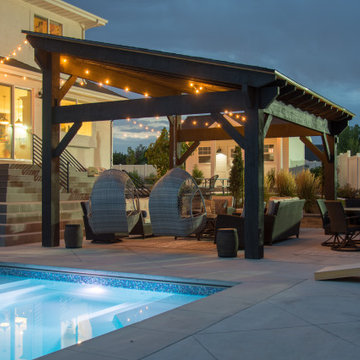 Sloped Shed Roof 2-Tone Pavilion Kit w/Integrated Power Post