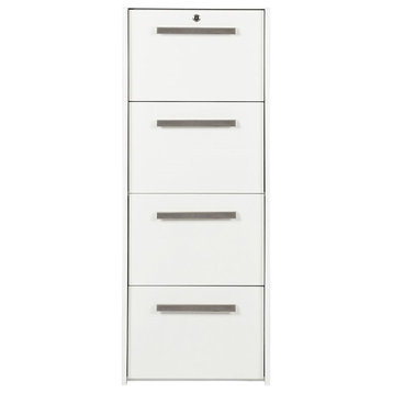 Saint Birch Miami 4-Drawer Modern Wood Lateral File Cabinet in White
