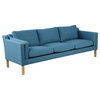 Monroe Midcentury Modern 3-Seater Sofa, Twill, Urban Surf
