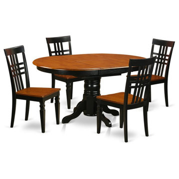 East West Furniture Avon 5-piece Dining Set with Wood Chairs in Black/Cherry