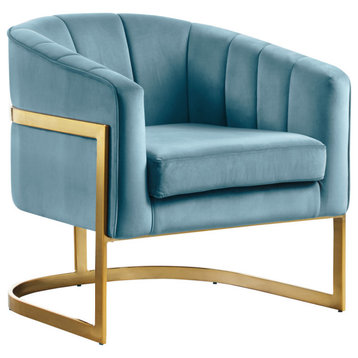 Carter Velvet Upholstered Accent Chair, Aqua