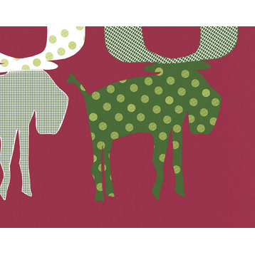 Merry Moose Holiday Animal Print Kitchen Towel, Cranberry