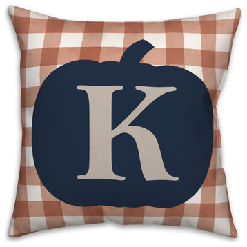 Blue Pumpkin Monogram K 18x18 Spun Poly Pillow