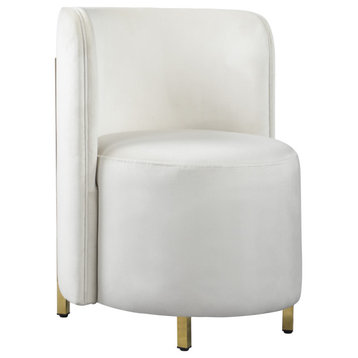Rotunda Velvet Upholstered Accent Chair, Cream