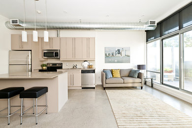 Trendy family room photo in Denver
