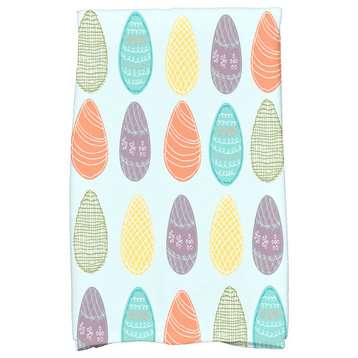 Eggs-Ellent!, Holiday Geometric Print Kitchen Towel, Aqua