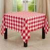 Cotton Blend Black And White Plaid Tablecloth, Red/White, 70"x70"