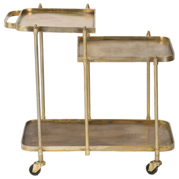 Vista Forged Iron and Antique Brass Bar Cart
