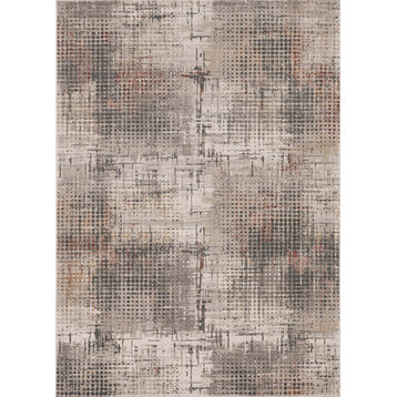 Lara Inspire Plush Area Rug, Gray/Brick, 6'7"x9'6"