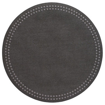 Pearls Round Vinyl Placemats, Charcoal and Gunmetal, Set of 4