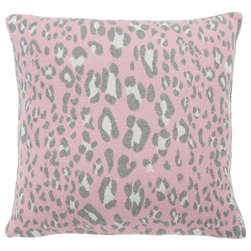 Safavieh Gwynn Leopard Pillow Pink/Black 18" X 18"