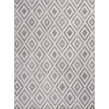 Modern Hand-Tufted Wool Area Rug, Silver, 9'9"x13'9"