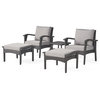 GDF Studio 5-Piece Maui Outdoor Gray Wicker Seating With Cushions Set