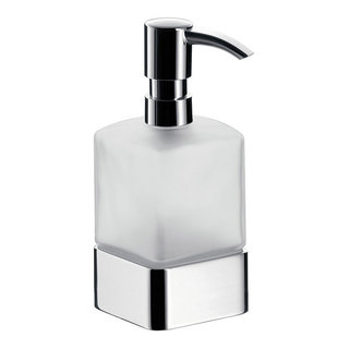 Loft 0531.001.00 Wall Mounted Satin Crystal Glass Soap Dispenser and  Toothbrush Holder Set, Polished Chrome Holder and Pump