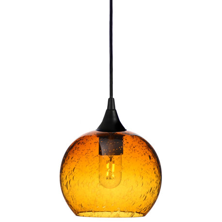 Single Pendant Light, Golden Amber, Matte Black, 4 Watt