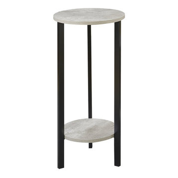 Graystone 31" Plant Stand in Gray Faux Birch Wood and Black Metal Frame