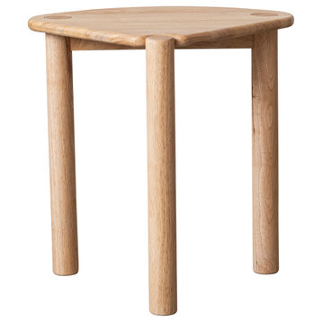 Sturdy Rubberwood Round Side Table, Natural
