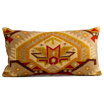 Ethnic lumbar pillow cover, Ikat pillow cover, Southwestern design,  , 12x22