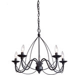 ArtCraft - Wrought Iron Chandelier - Ebony Black, 5 - The Wrought Iron Chandelier from ArtCraft is the perfect piece to light your home.  The metal material coupled with black finishes fit the transitional style perfectly to make a designer statement in your home.
