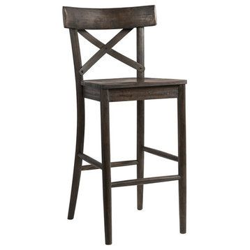 Bowery Hill 29" Transitional Solid Wood Bar Stool in Dark Brown/Raw