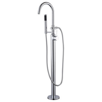 Luxier FTF01 Single-Handle Tub Filler Faucet with Hand Shower, Chrome