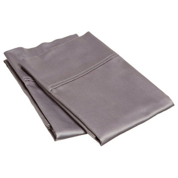 2 Piece Solid Egyptian Cotton Pillowcase Set, Grey, Standard