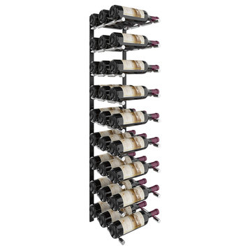 Vino Pins Flex 45 (wall mounted metal wine rack), Matte Black/Aluminum, 27 Bottles
