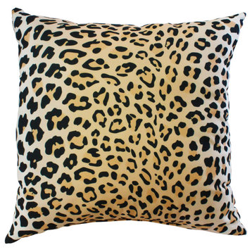Leopard Print Decorative Pillow, 16x16, Natural